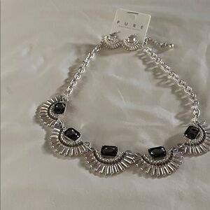 Pur Silver Necklace with Black Accents